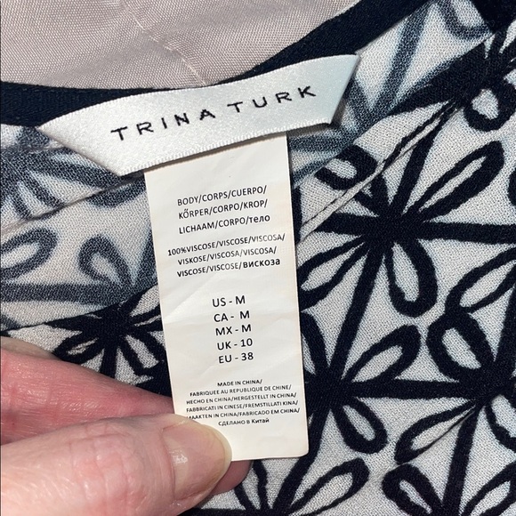 Trina Turk Black and Pink Patterned Swim Coverup - Picture 9 of 12